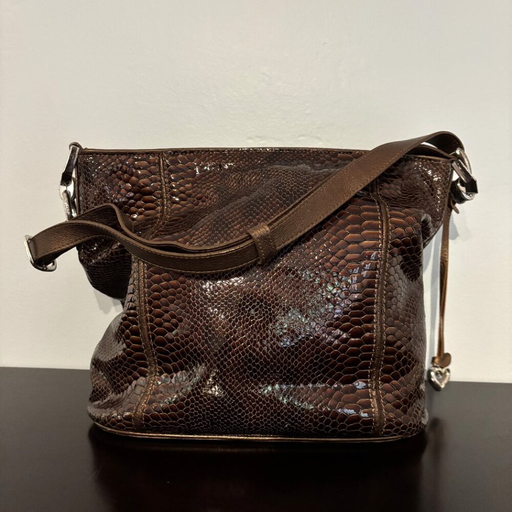 Brighton Shinny Brown Faux Snake Python Skin Shou… - image 4